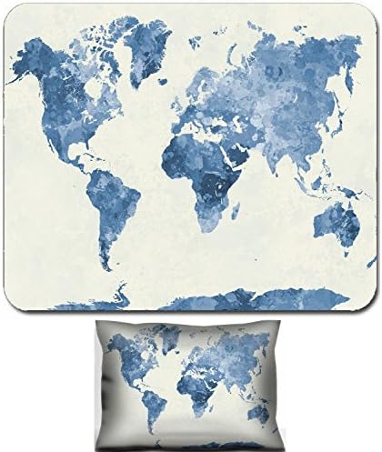 Luxlady Mouse Wrist Rest and Small Mousepad Set, 2pc Wrist Support design IMAGE: 41960197 World map in watercolor painting abstract splatters