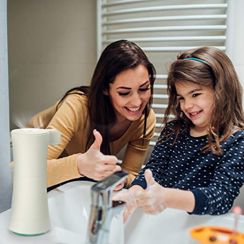 HuaQi Automatic Foaming Soap Dispenser 16oz/450ml Infrared Motion Sensor Premium Touchless Battery Operated Electric Automatic Foam Soap Dispenser for Bathroom Kitchen Office Hotel (Beige, 16oz/450ml)