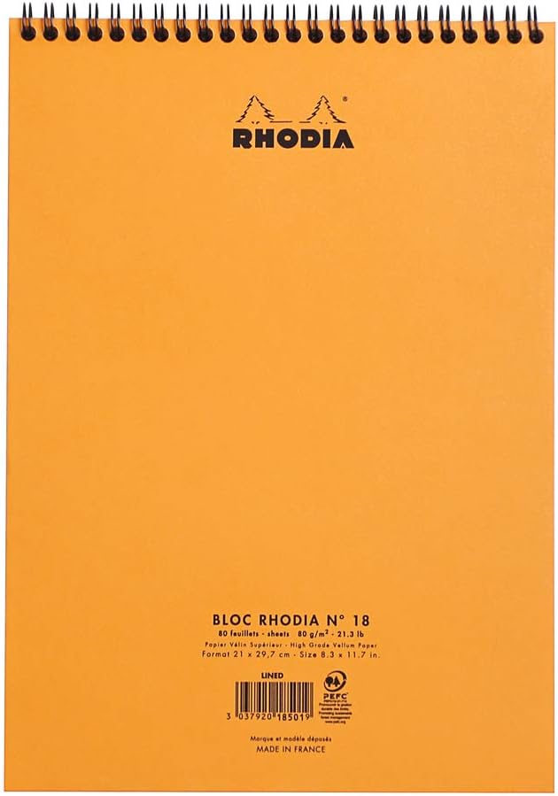RHODIA 18500C - Spiral Notebook (Full Bound) Orange - A4 - Small Squares - Image 4