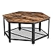 VASAGLE Industrial Coffee Table, Hexagonal Wooden Table, Stable Metal Frame and Mesh Shelf, Rustic Brown