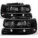 AKKON - For Black Smoke 99-02 Sivlerado 00-06 Suburban Tahoe Headlights Lamps + Bumper Signal Lamps 4pcs Set