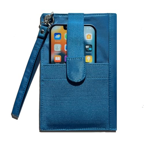 RFID Blocking Nylon Plus-Sized MyPhone Wallet with Wrist Strap, Ocean Blue