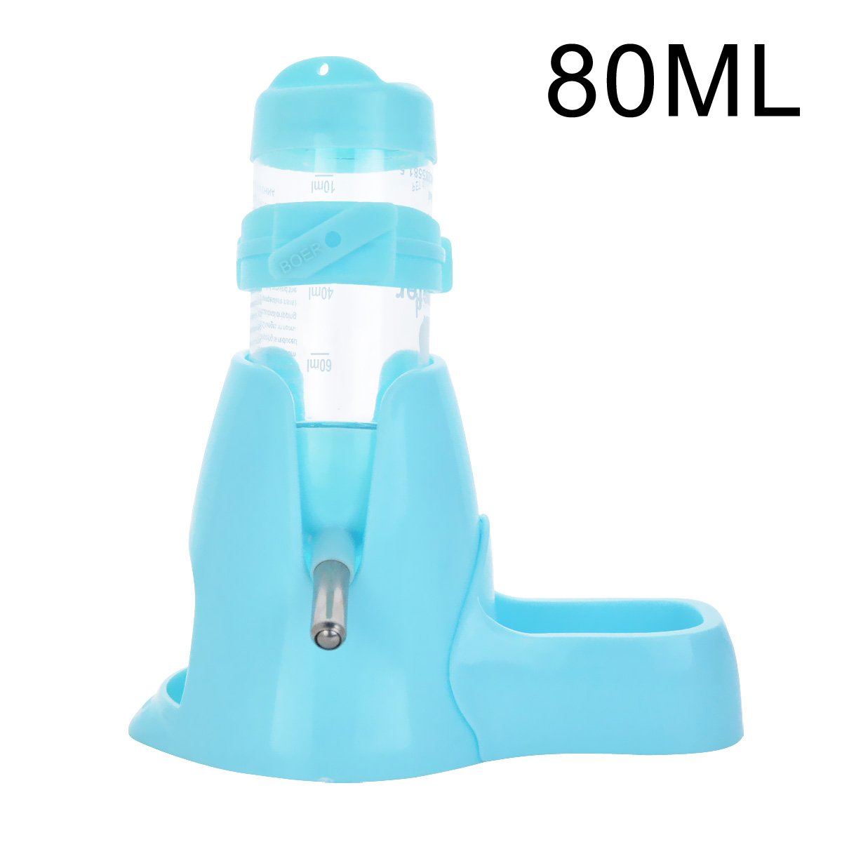 80ml Pet Water Bottle,Pet Drinking Bottle with Food Container Base Hut By Guardians for Hamsters Rats Guinea-pigs Ferrets Rabbits Small Animals Hanging Water Feeding Bottles Auto Dispenser (Blue)