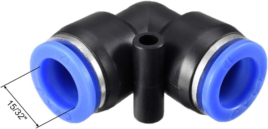 sourcing map Plastic Elbow Push to Connect Tube Fitting 12mm Tube OD Pneumatic Air Push Fit Lock Fitting Blue 5pcs - Image 3