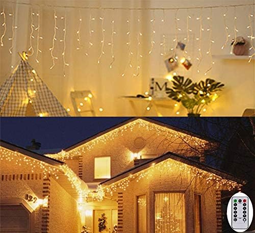 CORST 3M Outdoor Curtain Lights Window Fairy Light Outside Ice Lights Battery Powered