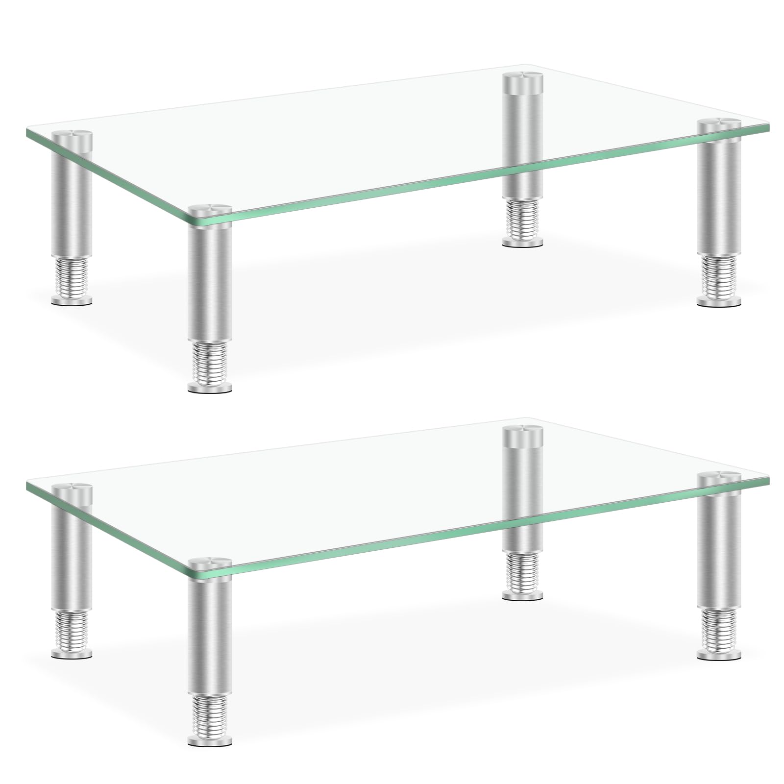 Photo 1 of VSAR House Tempered Glass Monitor Riser with Height Adjustable, Clear Computer Monitor Stand for Desk, Laptop TV, Desk Organization, 2Pcs, 15L x9.45W x3.75H Inches