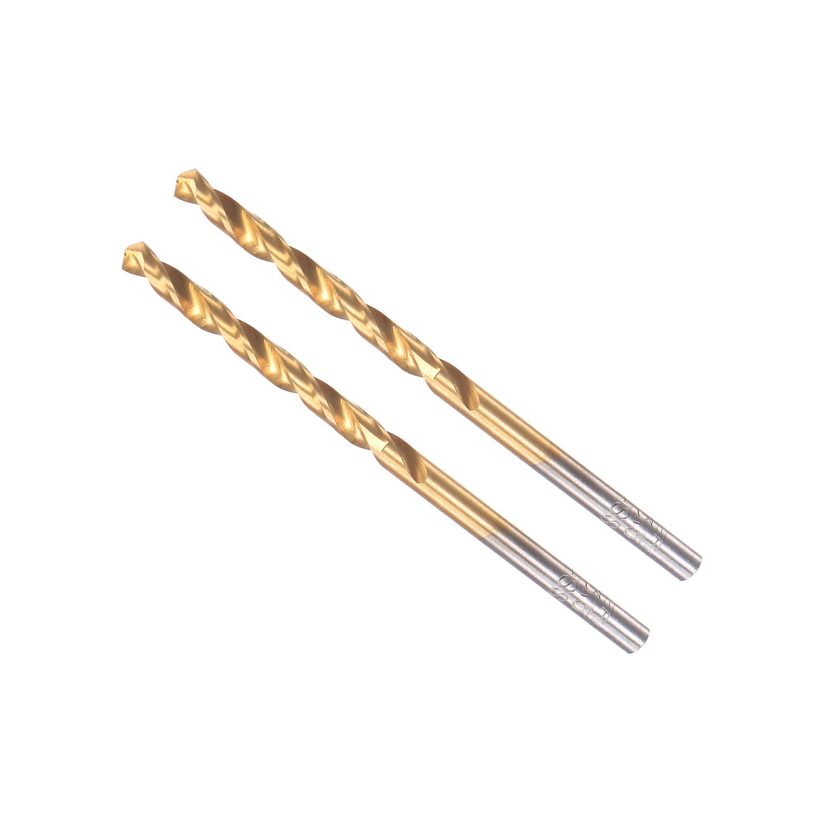 CoCud Twist Drill Bits, 3.5mm Drilling Diameter, Titanium Coated High Speed Steel 6542 Straight Round Shank - (Applications: for Stainless Steel Alloy Metal), 2-Pieces