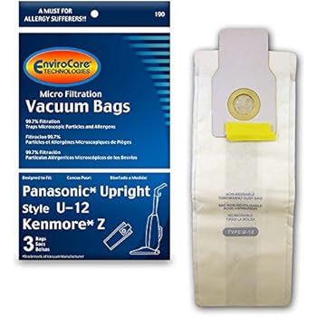 EnviroCare Replacement Micro Filtration Vacuum Cleaner Dust Bags for Panasonic Type U-12 Uprights 3 Pack