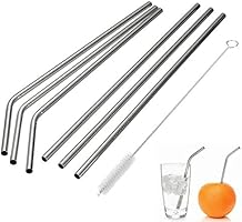 MIXIAO Stainless Steel Straws, Reusable Metal Drinking Straws with Cleaning Brushes for 30 20 Oz Yeti RTIC Tumbler Rambler Cups
