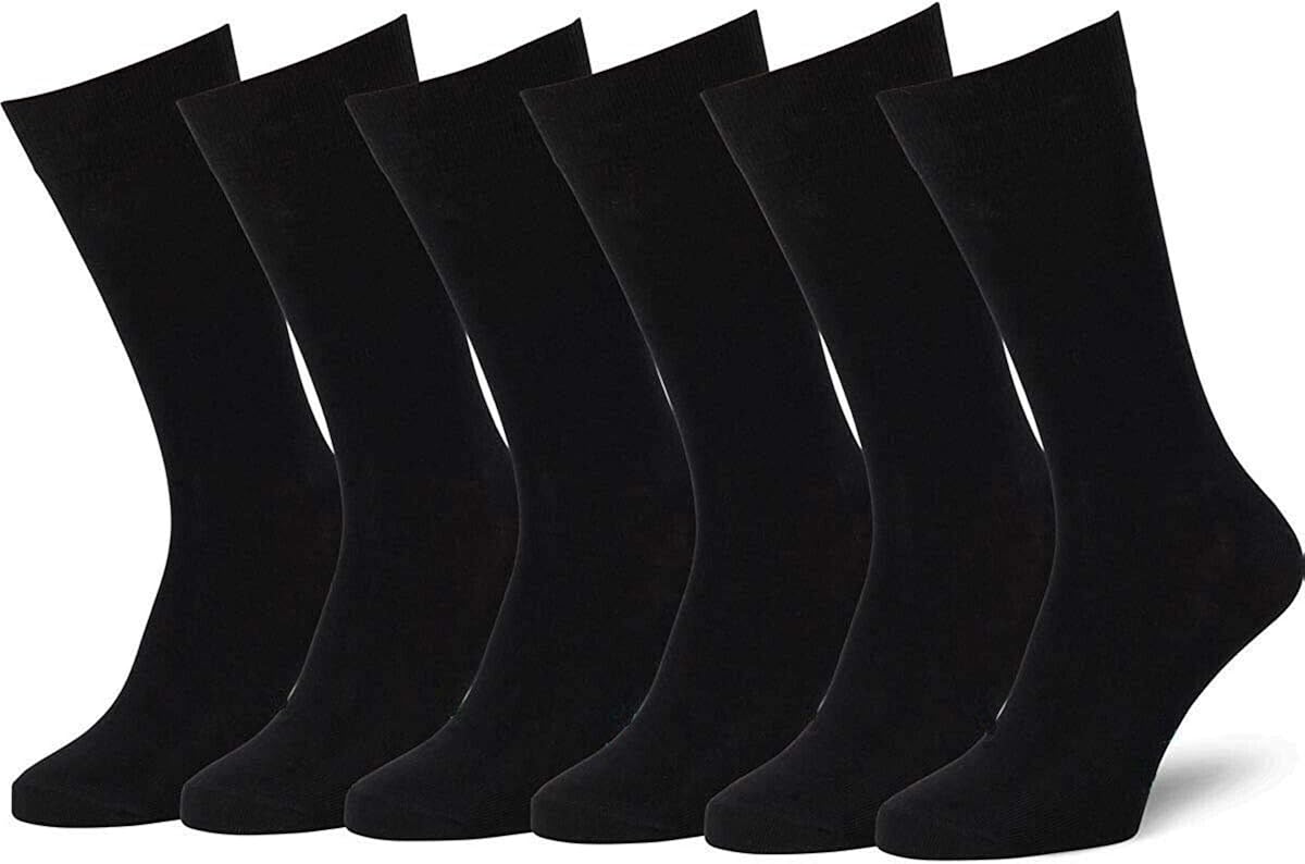 WA New 6 Pairs Mens Classic All Black Dress Socks Fashion Casual