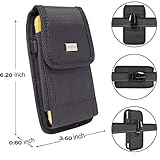 Samsung Galaxy S8 / S7 / S6 / S5~ XX Large Durable Nylon Canvas Carrying Velcro Pouch with Duty Metal Clip Holster+Hook (Fits Phone+Otterbox/Commuter/Symmetry/Spigen Armor/hybrid protective case on)