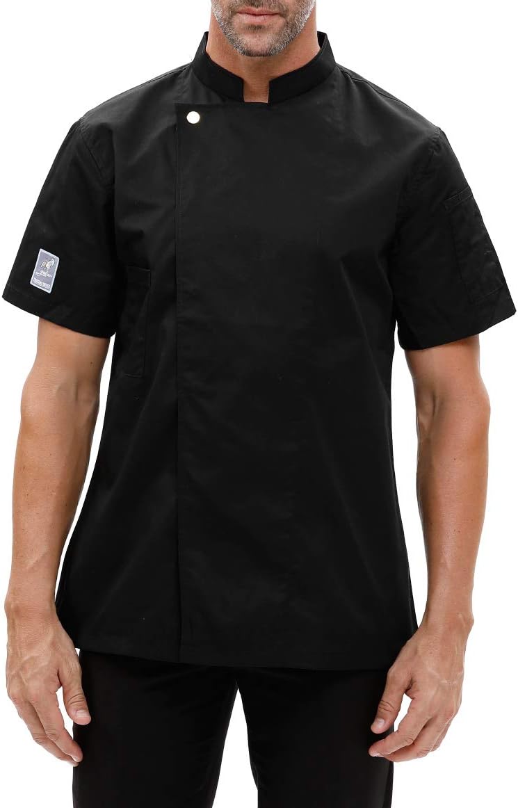 Chef Coat Jacket Works Short Sleeve Single-Breasted Men Black