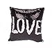 Reversible Sequins Mermaid Pillow Cases 4040cm with magic mermaid sequin (Black and White)