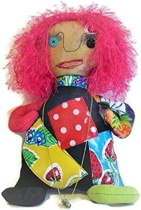 Mojo MaMa Doll Pillow OOAK Collectible with Beautiful Crystal Pendant