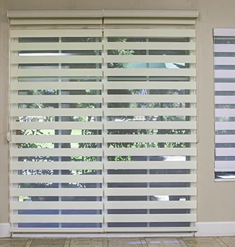 Custom Size Premium Combi Shade; Zebra Dual Shades, Fabric: Soleil; DIY [1-Shade] (36-48 inch Width, White)