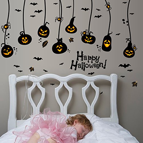 TOTOMO Halloween Wall Window Decals Stickers Cling Decorations for Indoor Party Decor Black Bats Witches W201 - Thumbnail 7