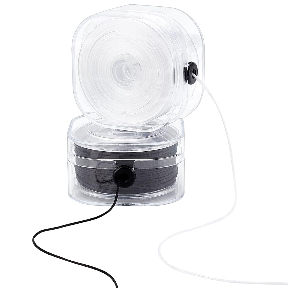 PH PandaHall 240m Braided Nylon Thread 0.5mm Satin Cord Bracelet String Beading String for Chinese Knot Making Jewelry Thread Clay Bead String for Jewelry Making, Black/White