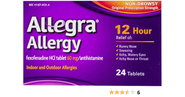Amazon Com Allegra Allergy Non Drowsy Indoor And Outdoor Allergy Tablets Original Prescription Strength 24 Ct Pack Of 24 Health Household