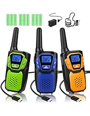 Walkie Talkies 3 Pack, Rechargeable Easy to Use Family Walky Talky Long Range 2 Way Radio Gift with NOAA Weather Channel Micro-USB Charger/Battery/Lanyard Hiking Camping Trip