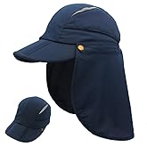Connectyle Men's Sun Hat with Detachable Neck Flap Adjustable Outdoor UPF 50+ Baseball Sun Cap for Fishing Hiking Golfing