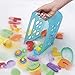 mDesign Hanging Plastic Bath Toy Holder and Organizer - Suction Cup Bathtub or Shower Caddy - Storage Bin Basket for Bathroom Organization - Bath Toy Strainer Bucket for Quick Drying - Aqua Blue