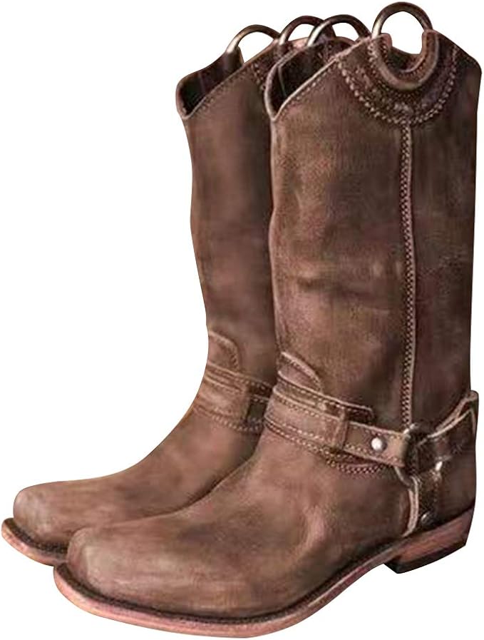Cowboy Boots Damen - Wildleder Western Stiefeletten Wasserdicht