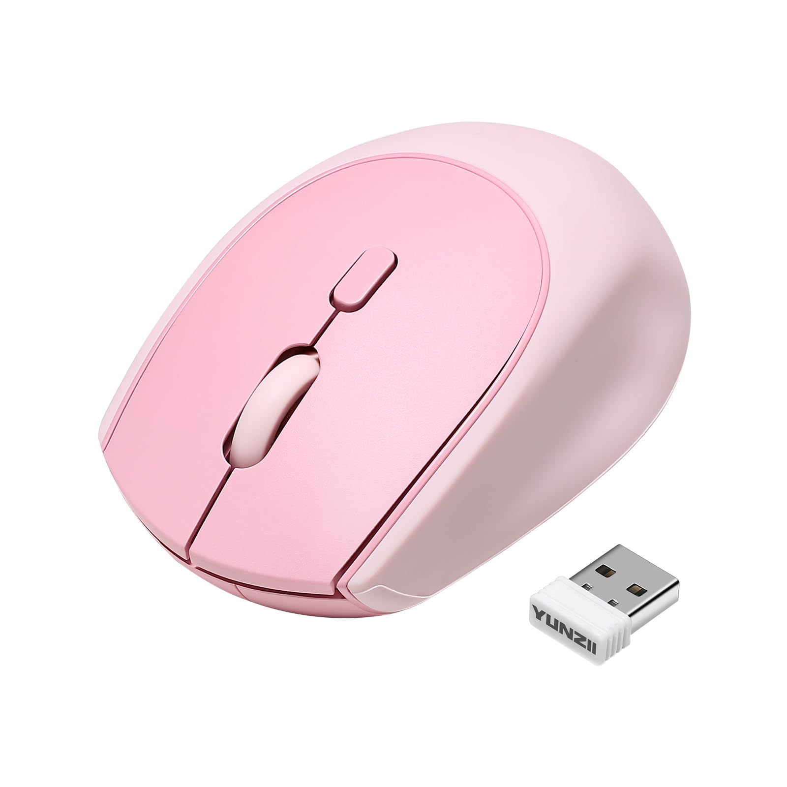 Photo 1 of YUNZII C2 Wireless Mouse,2.4GHz Cute Silicone Noiseless Wireless Computer Mouse, Quiet Clicks, 3 Adjustable DPI, 1600 DPI Optical Tracking, Portable Ergonomic Mice for Laptop/PC/Mac (Pink)