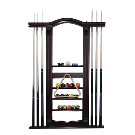Lcrack Pool Cue Rack Carved Solid Wood Multifunction Wall Mounted