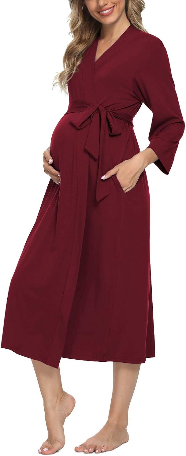 Xpenyo Women's Maternity Sleepwear Robes Long Bathrobe Pregnancy