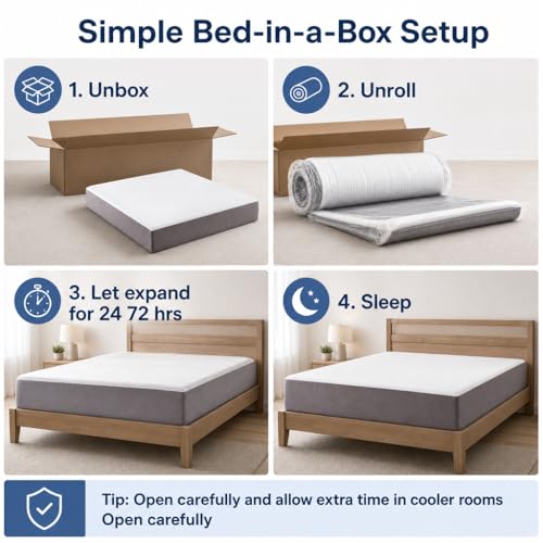 Slufra 10" Queen Size Memory Foam Mattress, Medium Firm Cooling Bed Mattress in a Box, CertiPUR-US Certified Pressure Relief Foam Mattress for Side/Back Sleepers