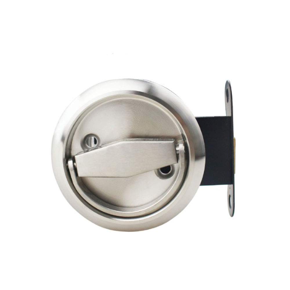 NUZAMAS Round Pocket Door Privacy Latch Set, 304 Stainless Steel, for Bedroom, Kitchen, Bathroom, Laundry Room Doors