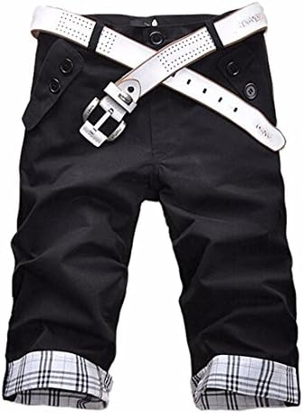 Men's Korean Style Slim Summer Fashion Sports Cropped Shorts Short Pants Black XXL