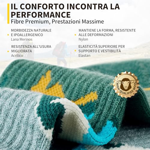 CAMBIVO Trekking Merino Wool Socks Men Women Anti Blister Sports Socks Running Breathable Socks for Hiking, Running, Mountain, Cycling, Work, Sport and Fashion, 2 Pairs