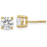 18k Yellow Gold Certified Lab Grown Diamond VS+ F+ Round Complete Four Prong Stud Earrings