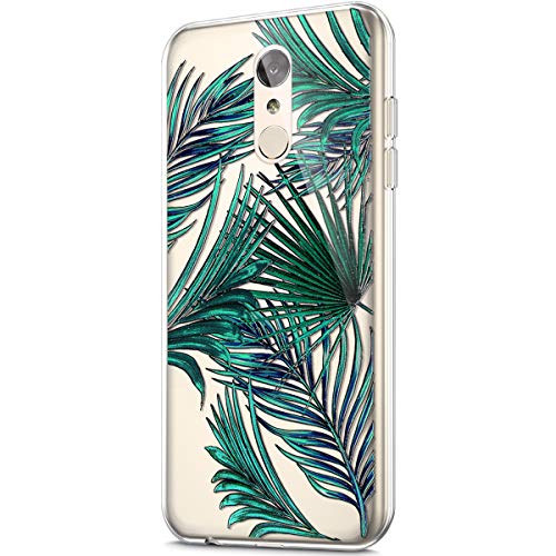 ikasus Case for LG Stylo 4,LG Stylo 4 Plus Case,LG Q Stylus Case,Crystal Clear Art Panited Design Soft Flexible TPU Ultra-Thin Transparent Rubber Gel TPU Protective Case Cover,Green Coconut leaf