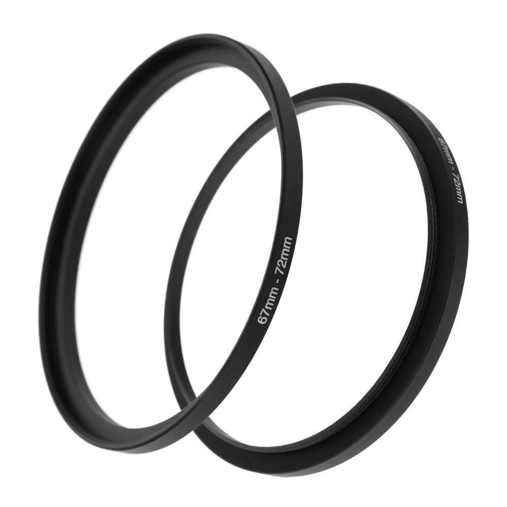 67-72mm Lens-Filter Step Up Adapter Ring, 67mm Lens to 72mm Filter, Hood, Lens Converter and Other Accessories(2 Packs), Fire Rock Aviation Aluminum Alloy 67mm-72mm Ring