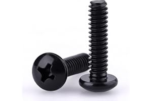 EASTLO #10-32 x 1 Pan Head Machine Screws Black, Phillips Drive, 304 Stainless Steel 18-8, Black Oxide Coated Finish, Corrosion Resistant Round Head Machine Screws, Full Thread, Coarse Thread, 50 PCS