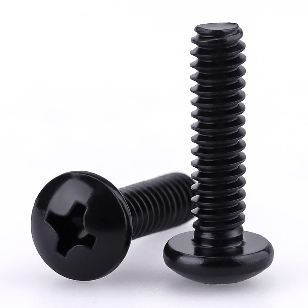 Photo 1 of #10-32 x 1 Pan Head Machine Screws Black, Phillips Drive, 304 Stainless Steel 18-8, Black Oxide Coated Finish, Corrosion Resistant Round Head Machine Screws, Full Thread, Coarse Thread, 50 PCS