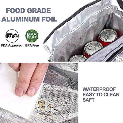 AmHoo Reusable Lunch Bag For Women Waterproof Cooler Insulated Box Picnic Women Top Handle Satchel Handbags Stylish Adult 10L tote Work School YKK Zipper Blue