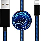 AoLiPlus 6.6 FT Longer LED Charging Cable Visible Flowing Light UP USB Charger Sync Data Cords Compatible with Phone X/8/8 Plus/7/7 Plus/6/6 Plus/5/5S/5C/SE/Pad and More (Blue)