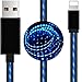 AoLiPlus 6.6 FT Longer LED Charging Cable Visible Flowing Light UP USB Charger Sync Data Cords Compatible with Phone X/8/8 Plus/7/7 Plus/6/6 Plus/5/5S/5C/SE/Pad and More (Blue)
