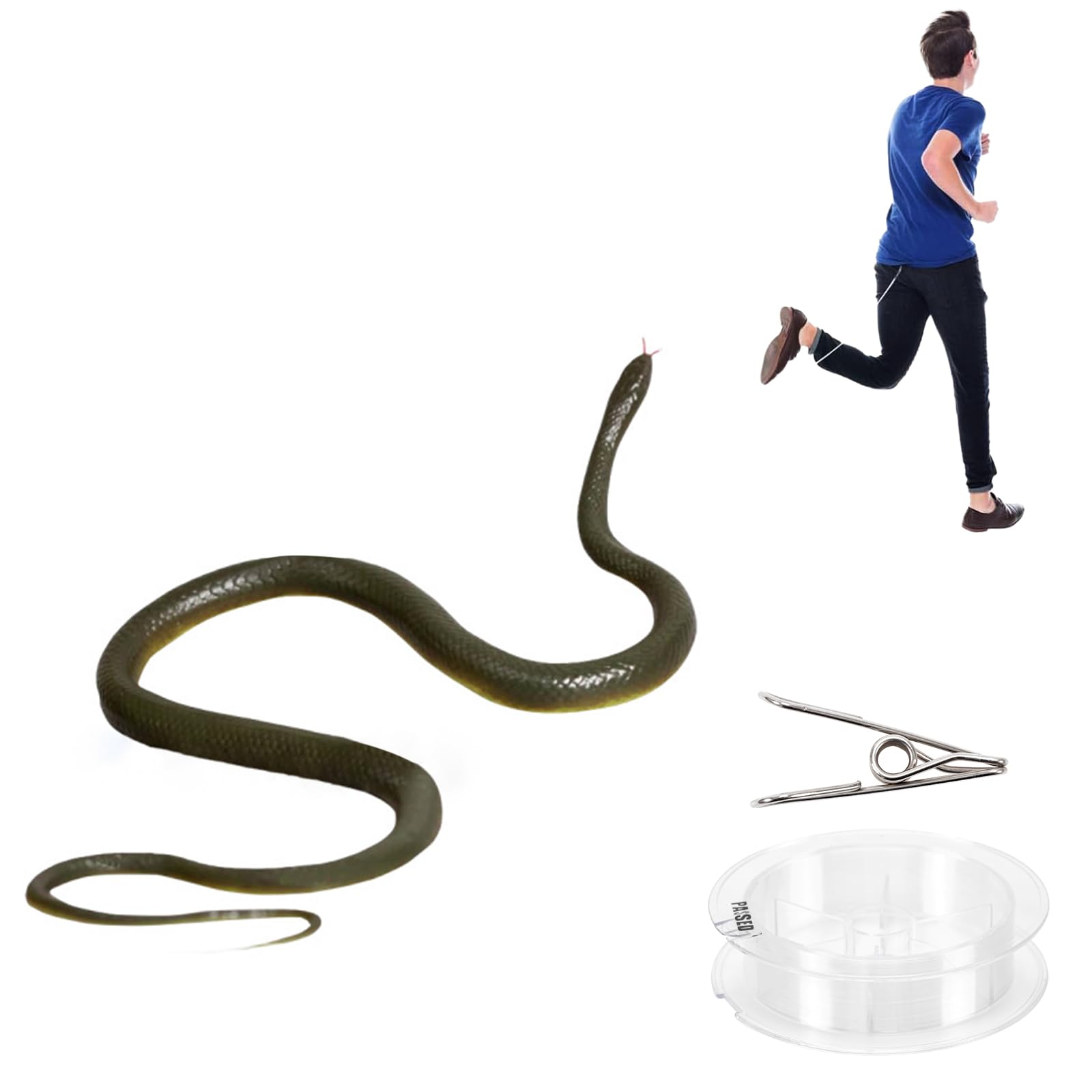 Vinuwu Pranks for Adults,April Fools Pranks,Rubber Snake,Fake Snake Prank Kit,Practical Jokes,Snake Prank Set,Realistic Snake with String and Clip (A)