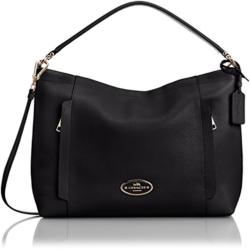 COACH Women's Pebbled Leather Scout Hobo Light/Black Hobo