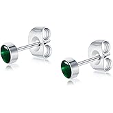 Titanium Stud Earrings for Women Earrings 4mm Natural Stone Gemstones Hypoallergenic Earrings Nickel Free Black Onyx 5mm Earrings for Women Sensitive Ears Turquoise