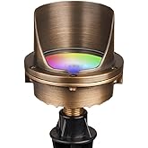 VOLT 12V Waterproof IP68 Color Changing RGBW LED Cold Forged Brass in-Grade Light with Shielded Top & Remote Control for Low Voltage Landscape Lighting