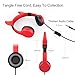 iClever BoostCare Wired Kids Headphones Over Ear with 85db Volume Limited, Food Grade Silicon (Child-Friendly), Dual Braided Cable, Red