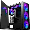 Pansonite Airflow ATX Mid-Tower Chassis PC Gaming Case with Door Opening Tempered Glass Side Panel,Side Ventilation, E…