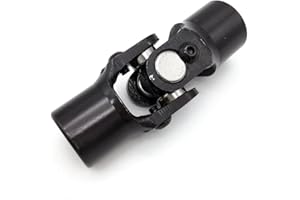 Ensun 3/4" Round x 3/4" Smooth Black Single Steering Shaft Universal U Joint Maximum Working Angle 35° Degree, Total Length 96mm (3-3/4")