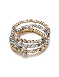 PoRPI-JOJO - 3 pulseras elásticas de cadena de maíz en tonos dorado plata oro rosa para mujer