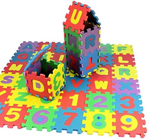 Kid's Foam Mats, Soft Interlocking Alphabet and Number Educational Puzzle Play Mat Safety Jigsaw ( 36 Pcs)